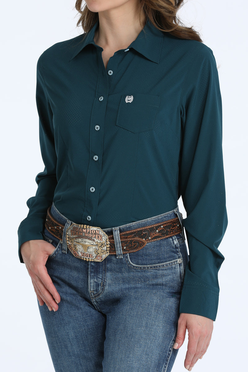 Load image into Gallery viewer, Cinch Womens Long Sleeve ARENAFLEX Solid Shirt - Teal
