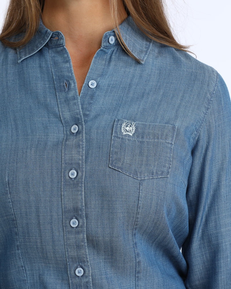 Load image into Gallery viewer, Cinch Womens TENCEL Long Sleeve Stripe Shirt - Indigo
