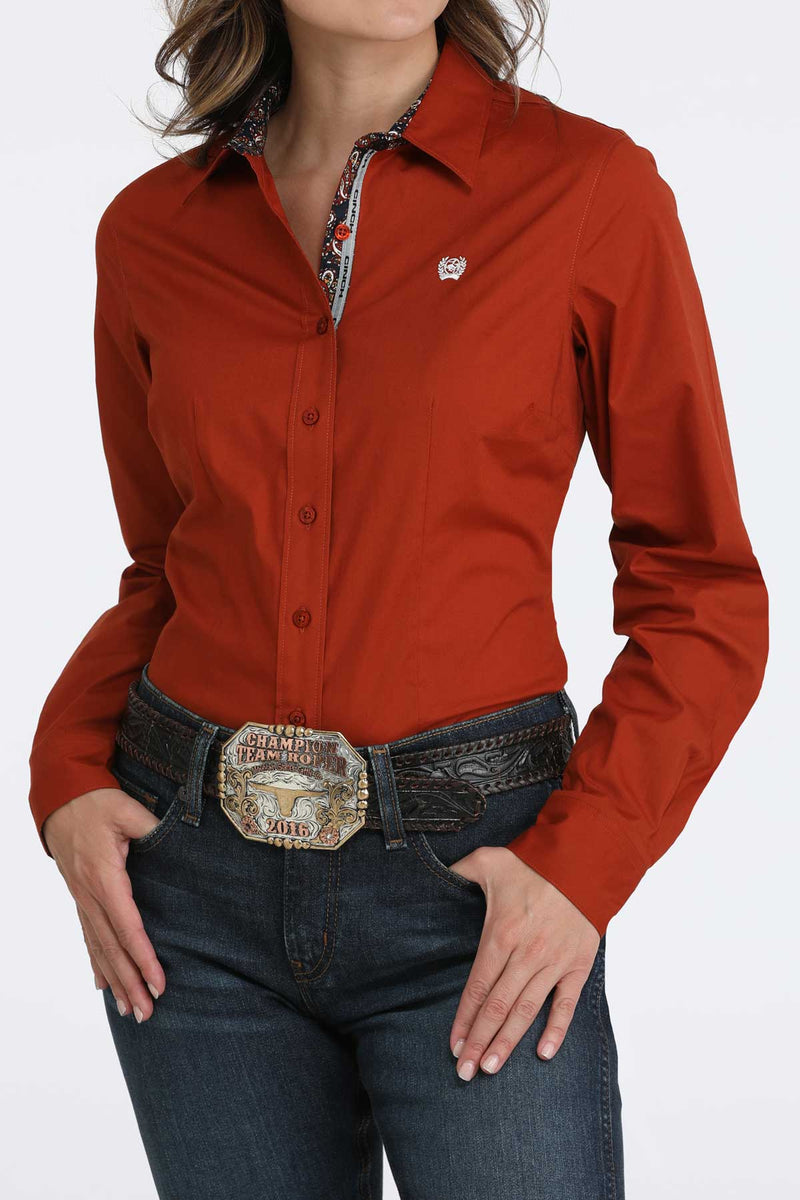 Load image into Gallery viewer, Cinch Womens Long Sleeve Solid Shirt - Red
