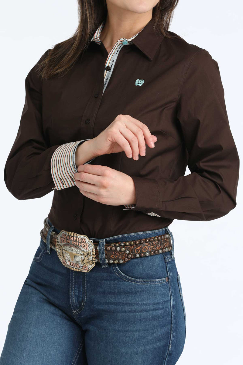 Load image into Gallery viewer, Cinch Womens Long Sleeve Solid Shirt - Brown
