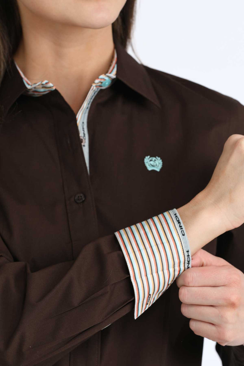 Load image into Gallery viewer, Cinch Womens Long Sleeve Solid Shirt - Brown
