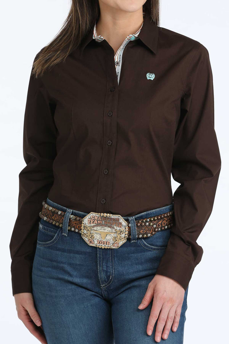Load image into Gallery viewer, Cinch Womens Long Sleeve Solid Shirt - Brown
