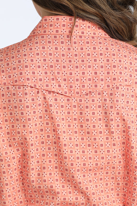 Cinch Womens Long Sleeve ARENAFLEX Marble Snap Print Shirt - Corral