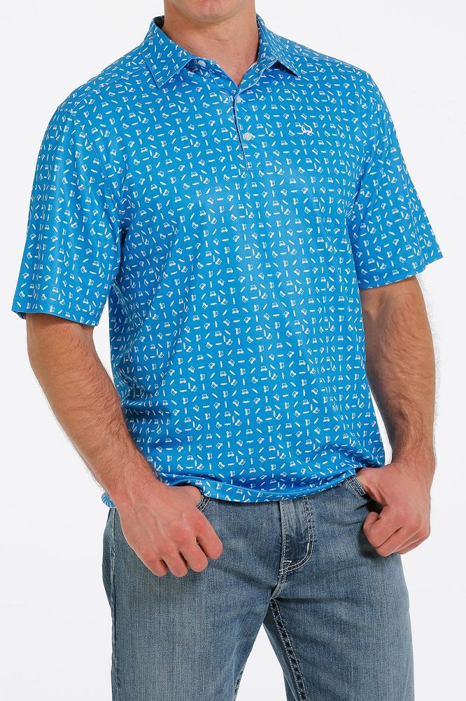 Load image into Gallery viewer, Cinch Mens ARENAFLEX Short Sleeve Polo Shirt - Blue
