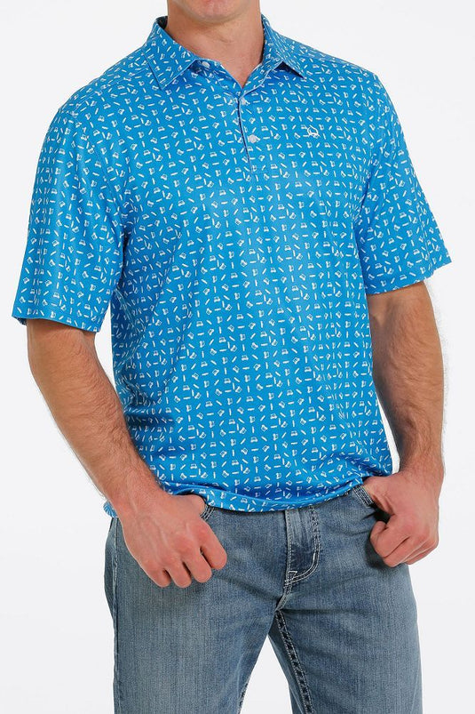 Cinch Mens ARENAFLEX Short Sleeve Polo Shirt - Blue