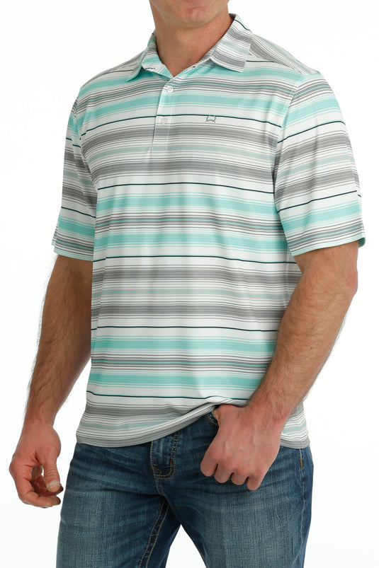 Cinch Mens ARENAFLEX Short Sleeve Polo Shirt - White/Multi