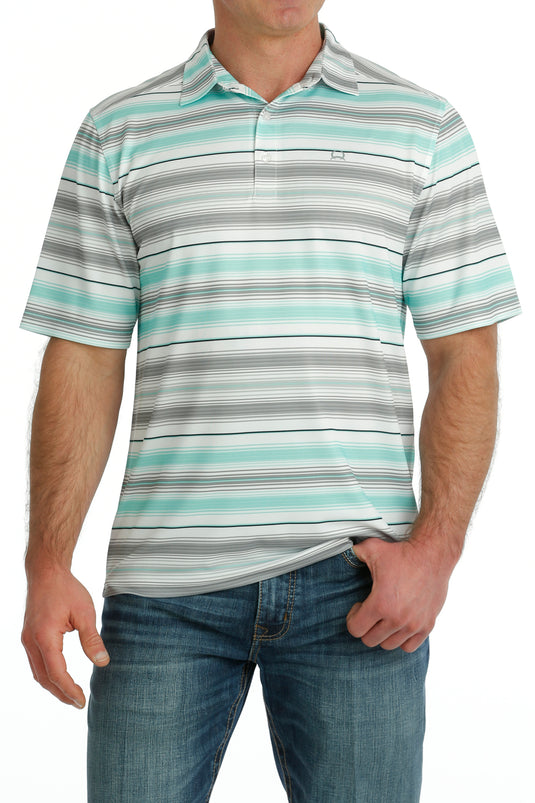 Cinch Mens ARENAFLEX Short Sleeve Polo Shirt - White/Multi