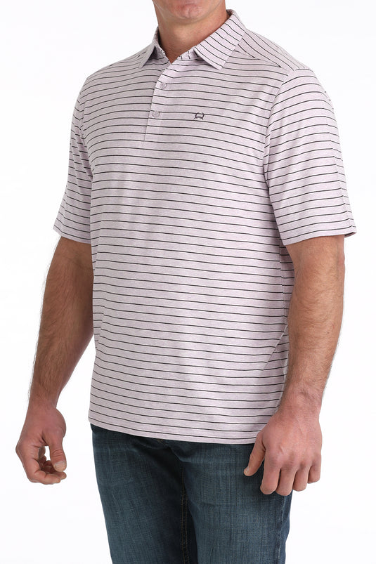 Cinch Mens ARENAFLEX Short Sleeve Stripe Polo Shirt - Lilac