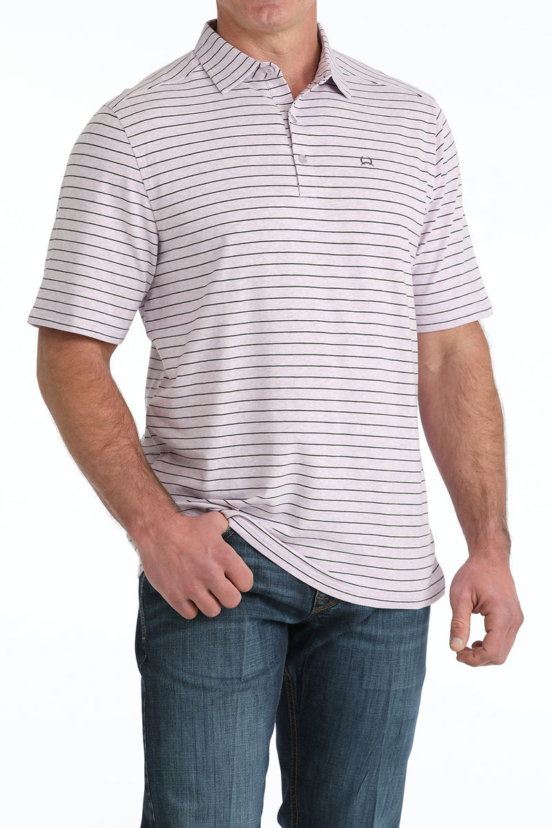 Load image into Gallery viewer, Cinch Mens ARENAFLEX Short Sleeve Stripe Polo Shirt - Lilac
