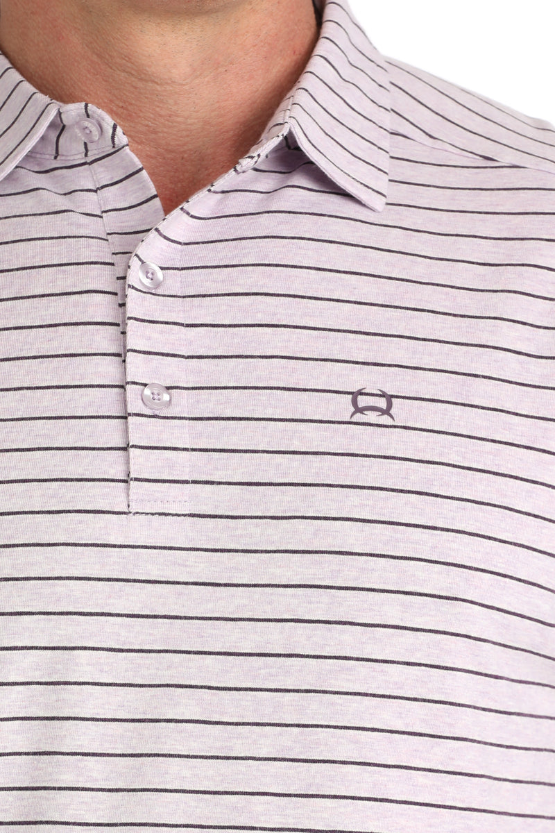 Load image into Gallery viewer, Cinch Mens ARENAFLEX Short Sleeve Stripe Polo Shirt - Lilac
