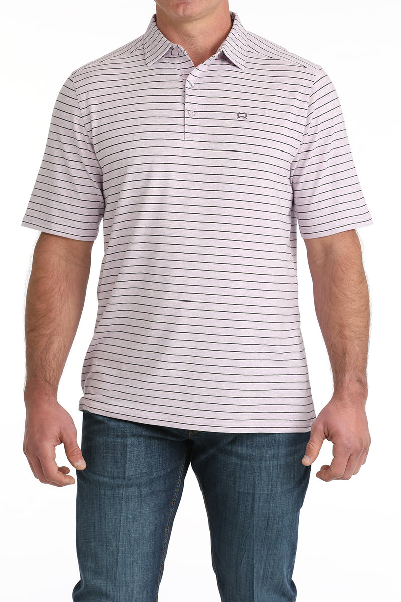Load image into Gallery viewer, Cinch Mens ARENAFLEX Short Sleeve Stripe Polo Shirt - Lilac
