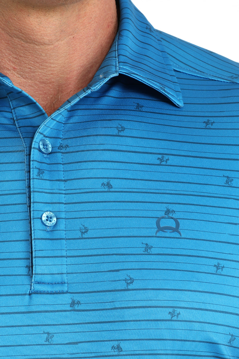 Load image into Gallery viewer, Cinch Mens ARENAFLEX Short Sleeve Broncs &amp; Stripes Polo Shirt - Blue
