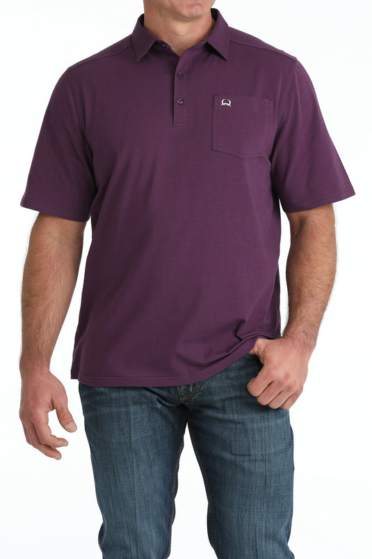 Cinch Mens ARENAFLEX Short Sleeve Solid Polo Shirt - Purple
