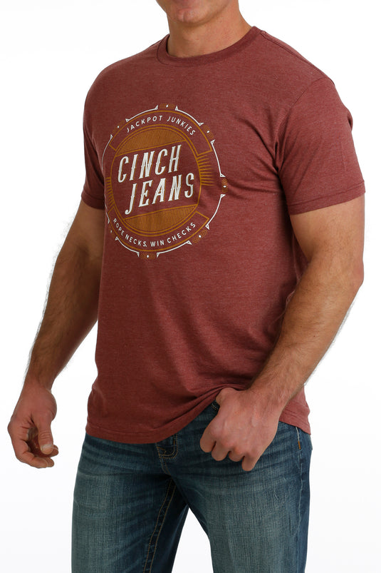 Cinch Mens Short Sleeve Tee Shirt - Burgundy
