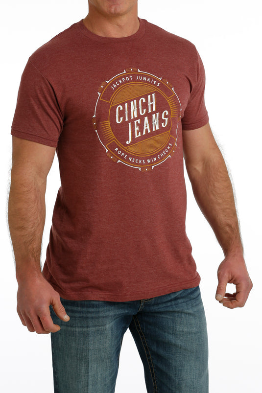 Cinch Mens Short Sleeve Tee Shirt - Burgundy