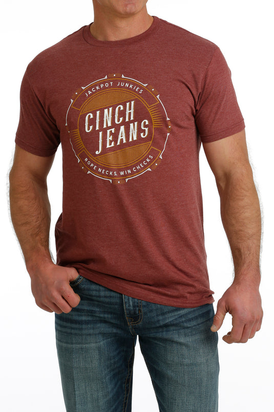 Cinch Mens Short Sleeve Tee Shirt - Burgundy