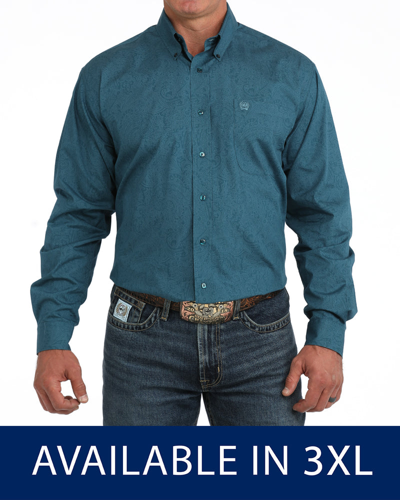 Load image into Gallery viewer, Cinch Mens Long Sleeve Paisley Print Shirt - Blue
