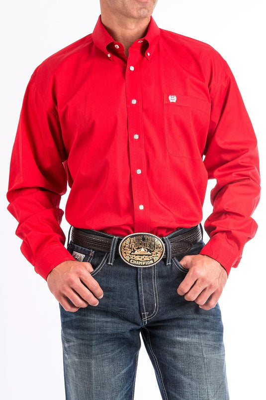 Cinch Mens Long Sleeve Solid Shirt - Red