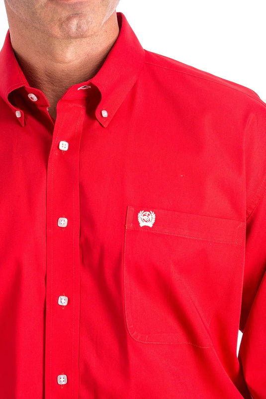 Cinch Mens Long Sleeve Solid Shirt - Red