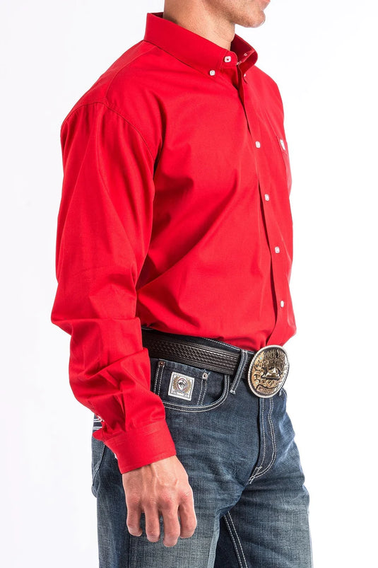 Cinch Mens Long Sleeve Solid Shirt - Red