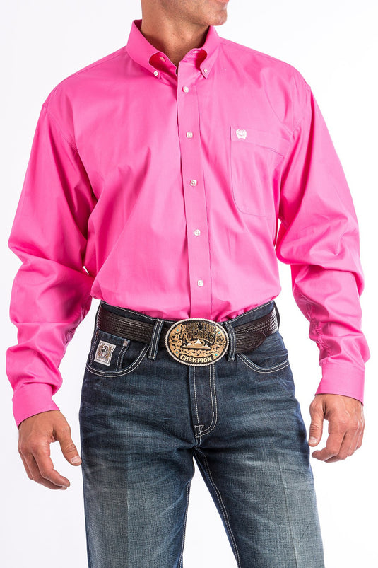 Cinch Mens Long Sleeve Solid Shirt - Pink