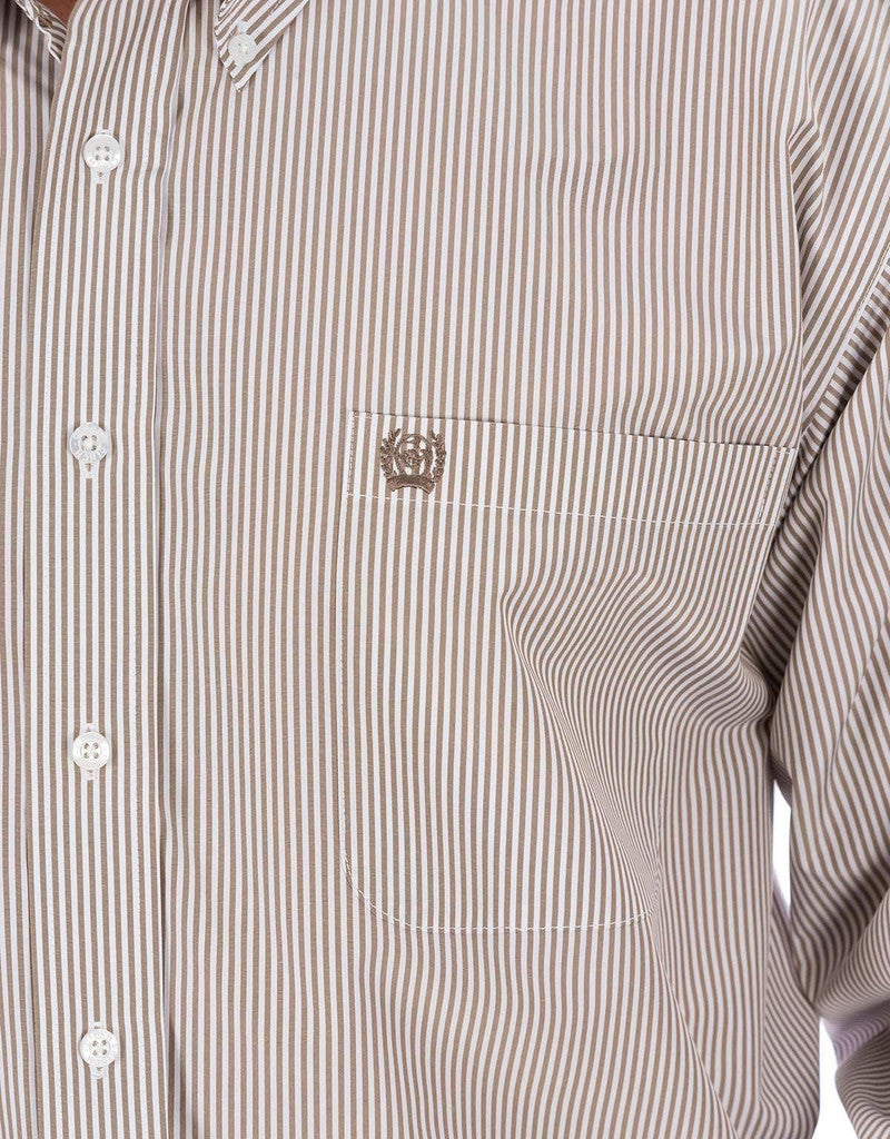 Load image into Gallery viewer, Cinch Mens TENCEL Long Sleeve Stripe Shirt - Khaki
