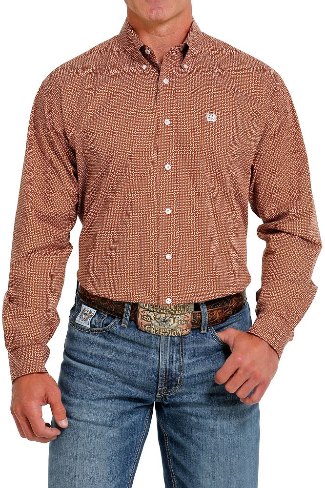 Load image into Gallery viewer, Cinch Mens Long Sleeve Print Shirt - Brown
