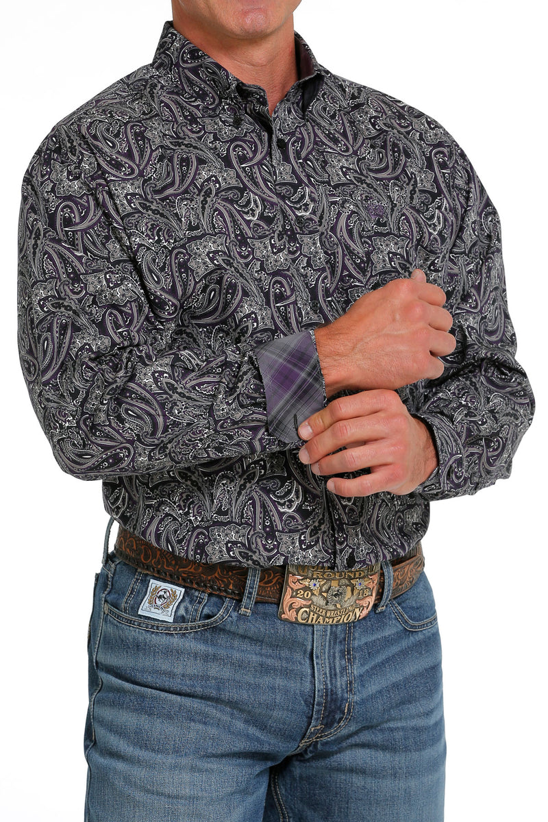 Load image into Gallery viewer, Cinch Mens Long Sleeve Paisley Shirt - Black
