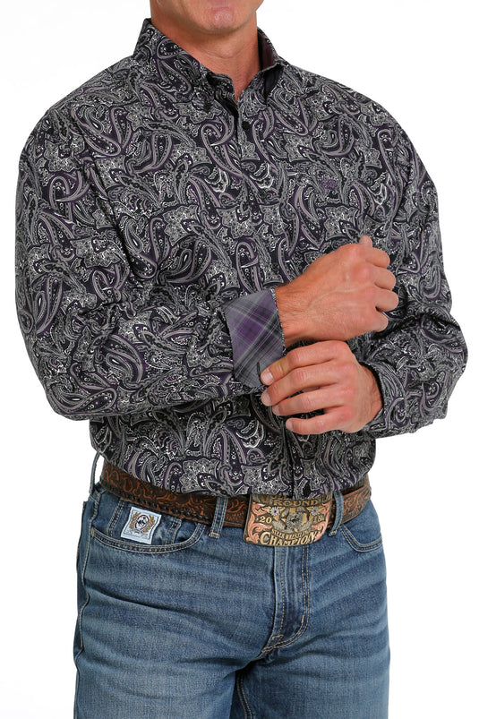 Cinch Mens Long Sleeve Paisley Shirt - Black