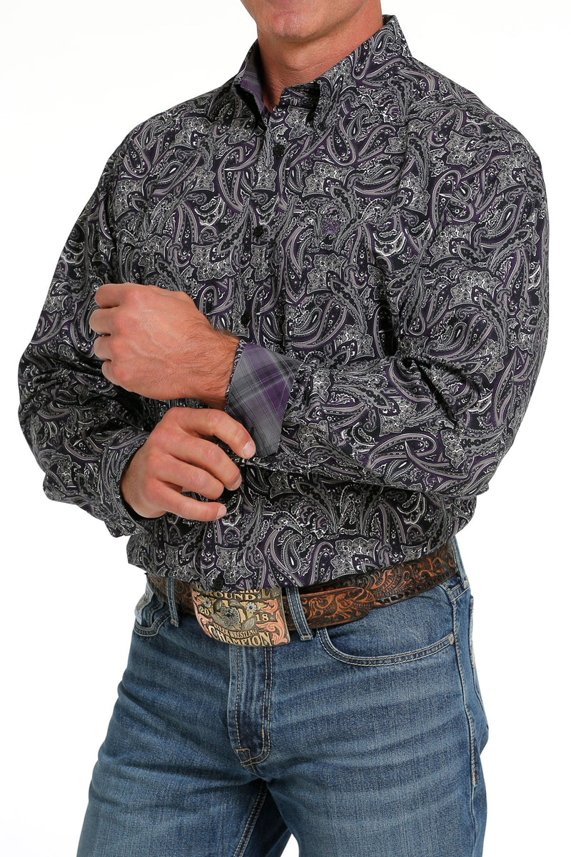 Load image into Gallery viewer, Cinch Mens Long Sleeve Paisley Shirt - Black
