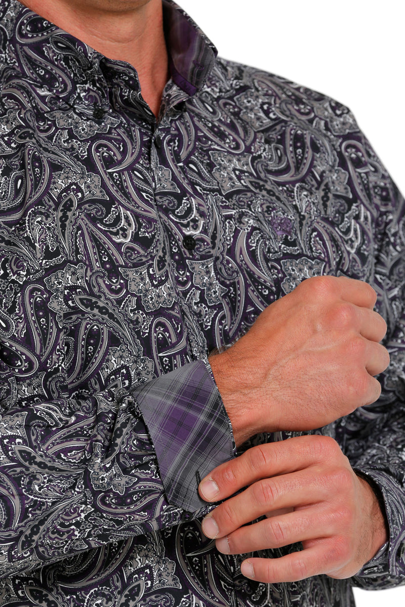 Load image into Gallery viewer, Cinch Mens Long Sleeve Paisley Shirt - Black
