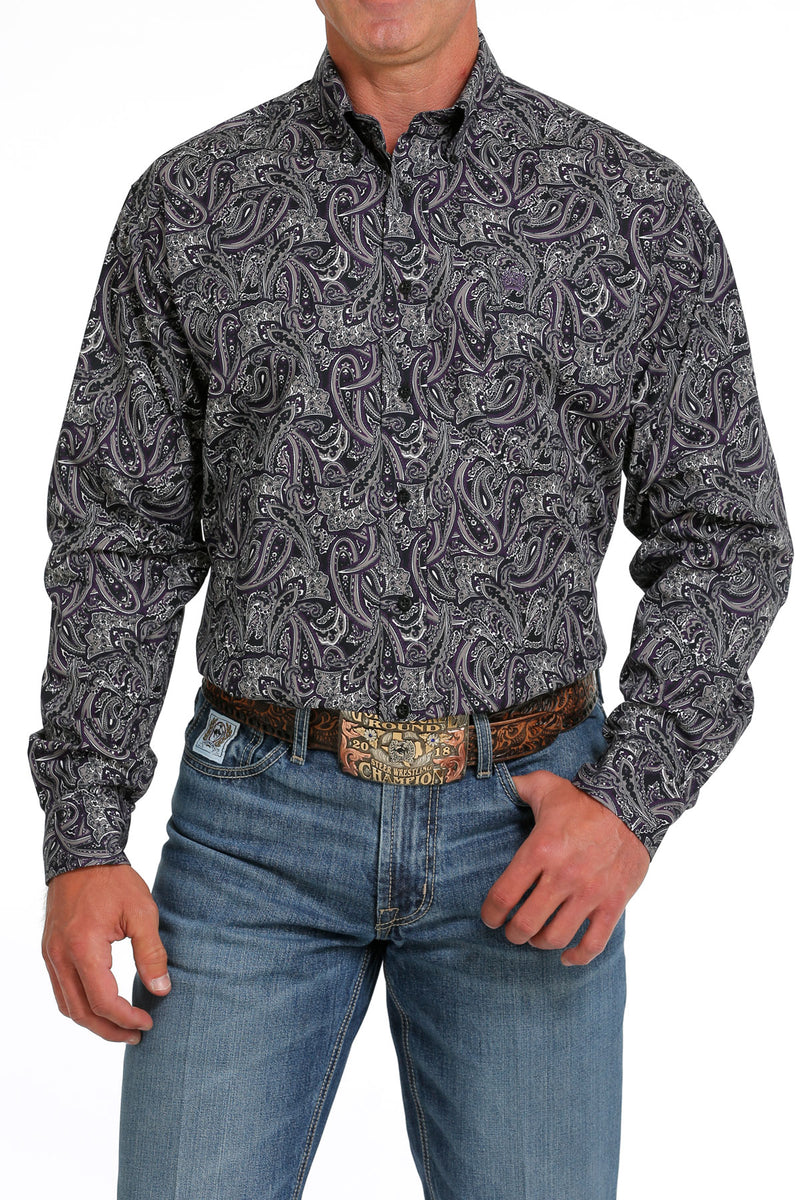 Load image into Gallery viewer, Cinch Mens Long Sleeve Paisley Shirt - Black
