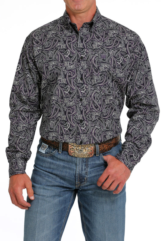 Cinch Mens Long Sleeve Paisley Shirt - Black