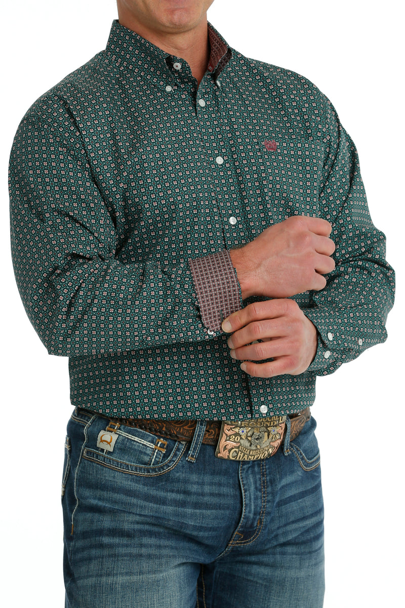 Load image into Gallery viewer, Cinch Mens Long Sleeve Print Shirt - Green

