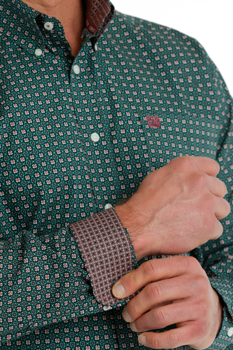 Load image into Gallery viewer, Cinch Mens Long Sleeve Print Shirt - Green
