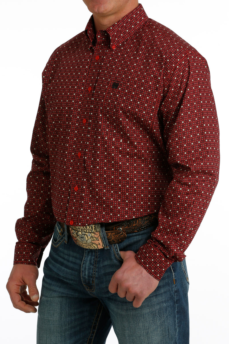 Load image into Gallery viewer, Cinch Mens Long Sleeve Print Shirt - Red
