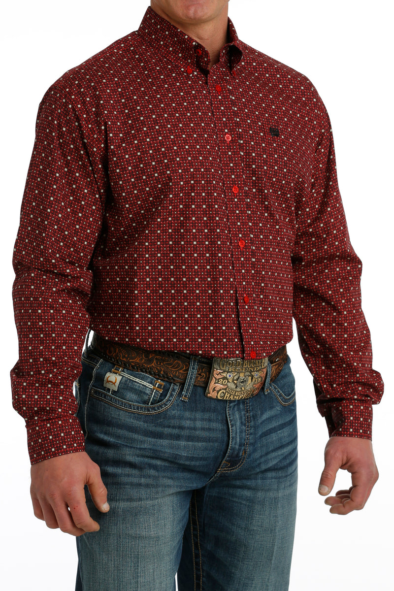Load image into Gallery viewer, Cinch Mens Long Sleeve Print Shirt - Red

