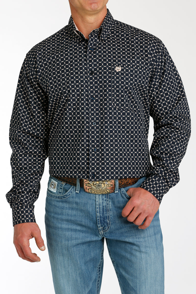 Load image into Gallery viewer, Cinch Mens Long Sleeve Print Shirt - Navy
