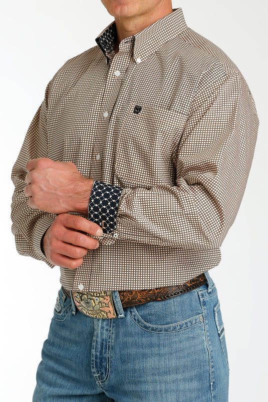 Cinch Mens Long Sleeve Print Shirt - Coral