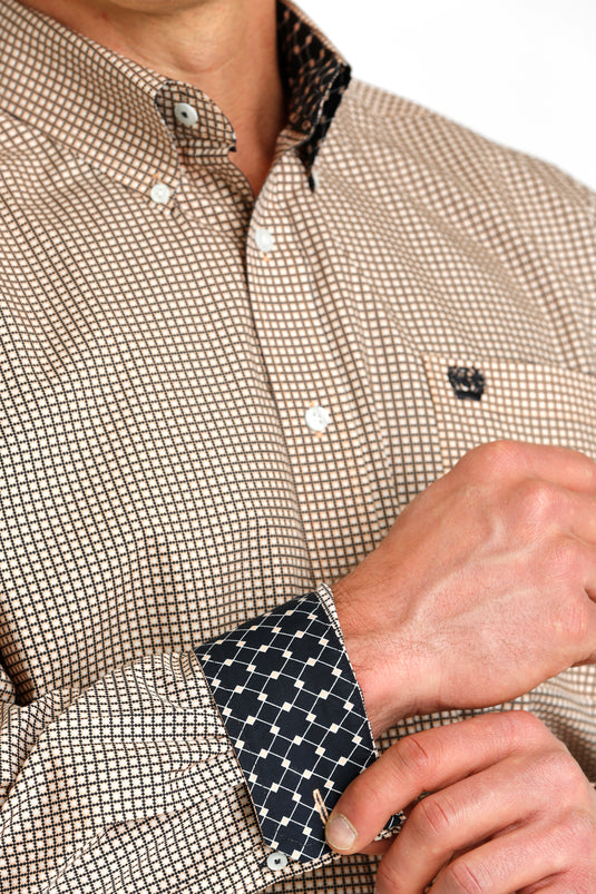 Cinch Mens Long Sleeve Print Shirt - Coral