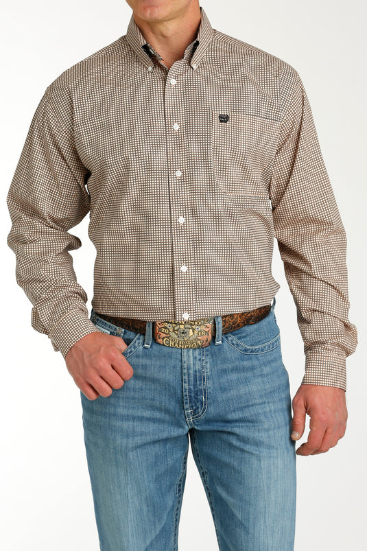 Cinch Mens Long Sleeve Print Shirt - Coral