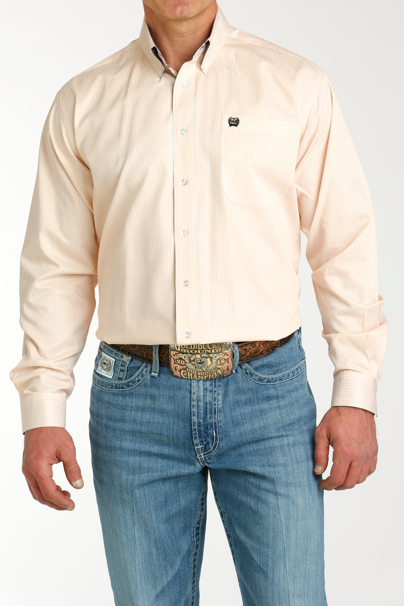 Load image into Gallery viewer, Cinch Men's TENCEL Long Sleeve Stripe Shirt - Coral
