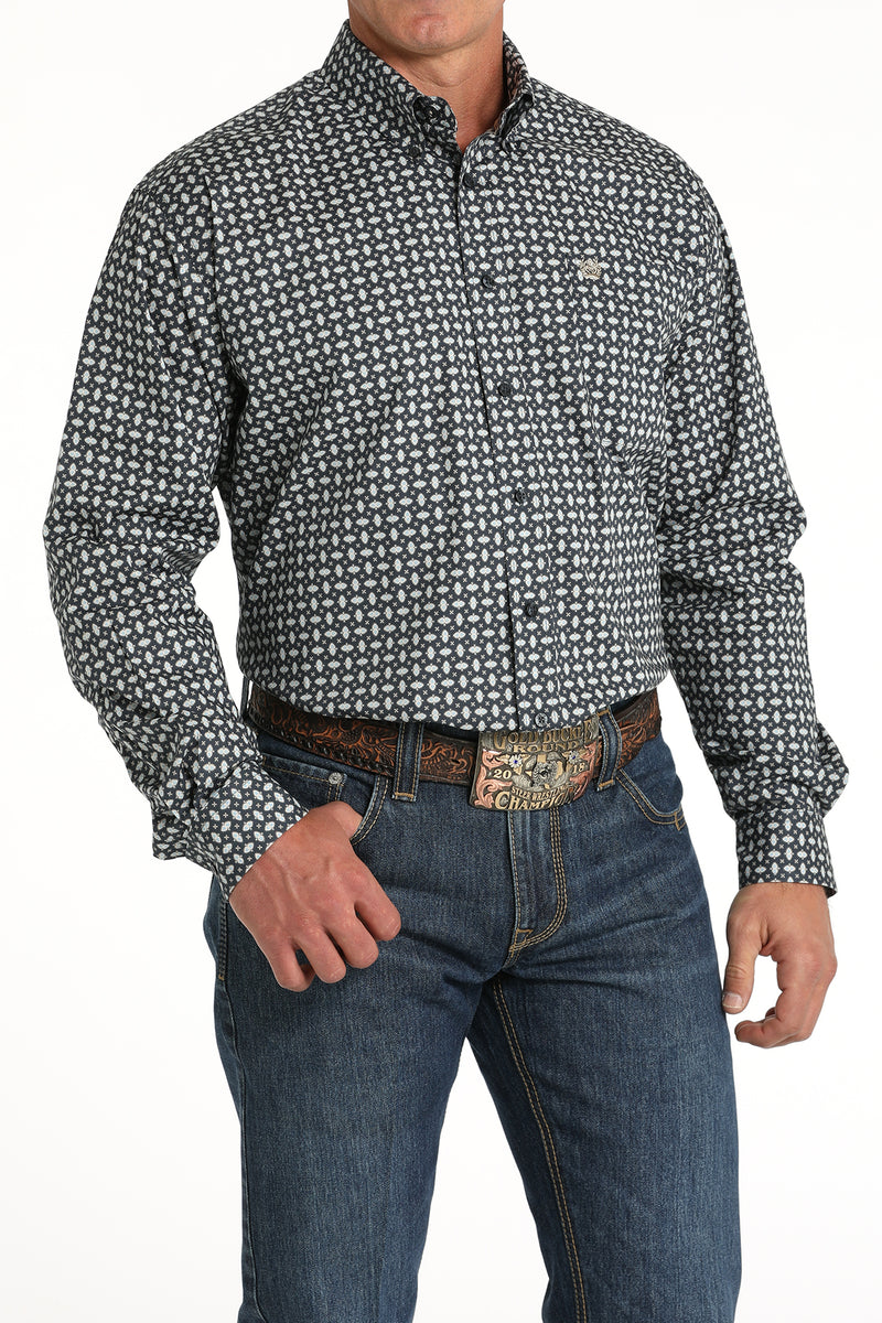 Load image into Gallery viewer, Cinch Men's Stretch Long Sleeve Print Shirt - Blue
