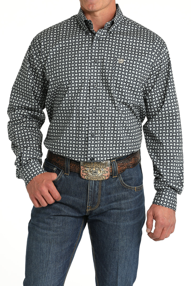 Load image into Gallery viewer, Cinch Men's Stretch Long Sleeve Print Shirt - Blue
