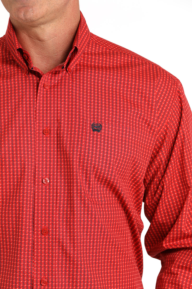 Load image into Gallery viewer, Cinch Mens Long Sleeve Money Print Shirt - Red
