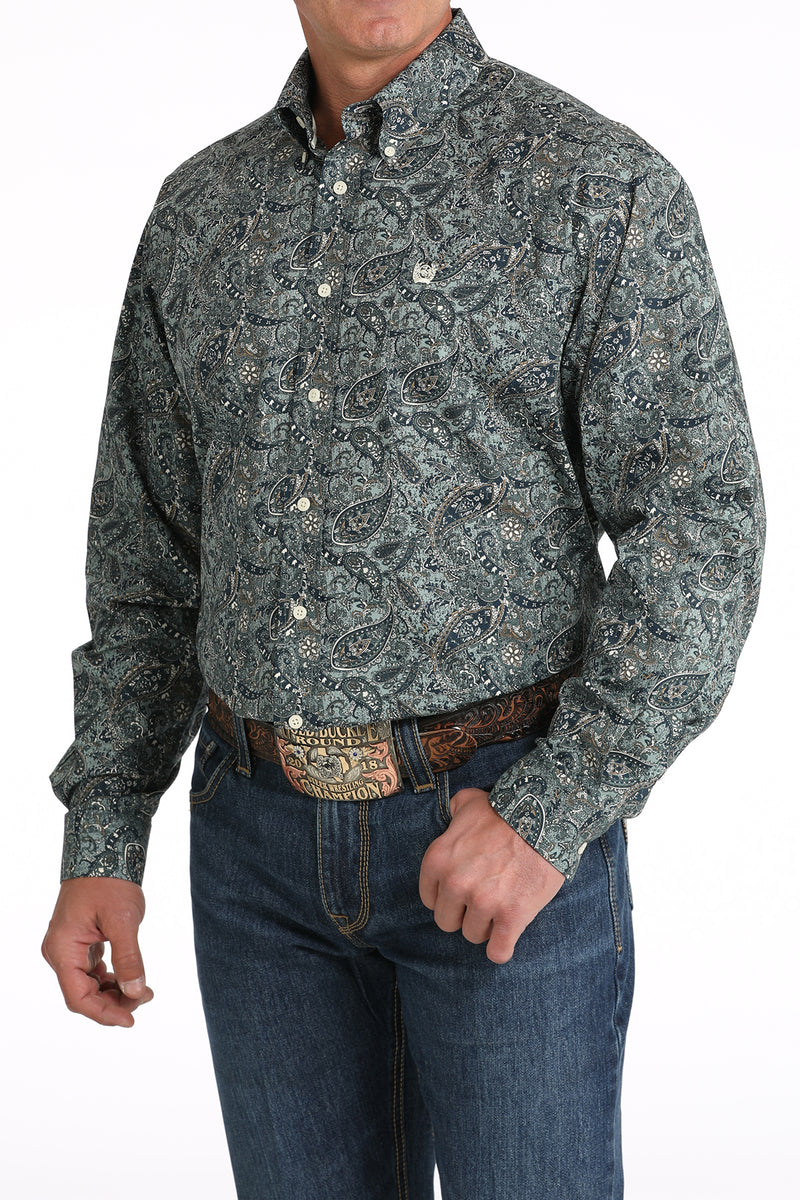 Load image into Gallery viewer, Cinch Men's Long Sleeve Paisley Print Shirt - Green
