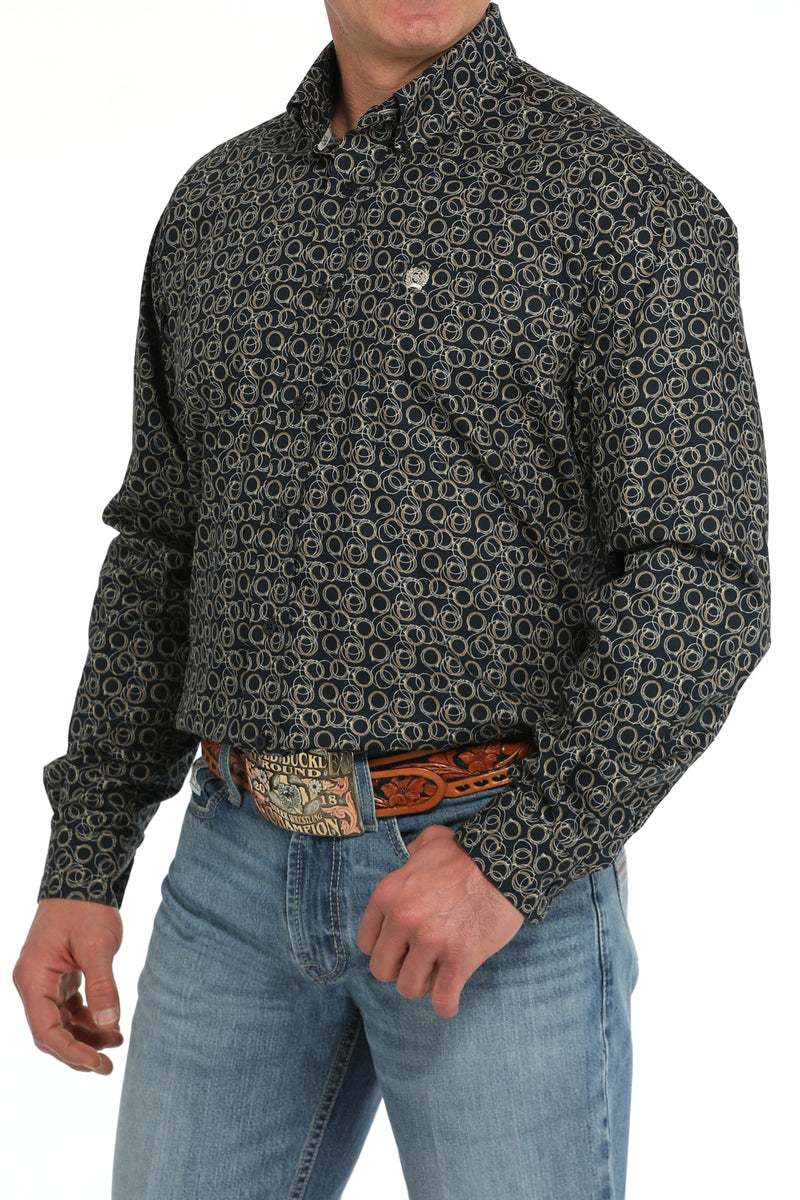 Load image into Gallery viewer, Cinch Men's Long Sleeve Rope Print Shirt - Navy
