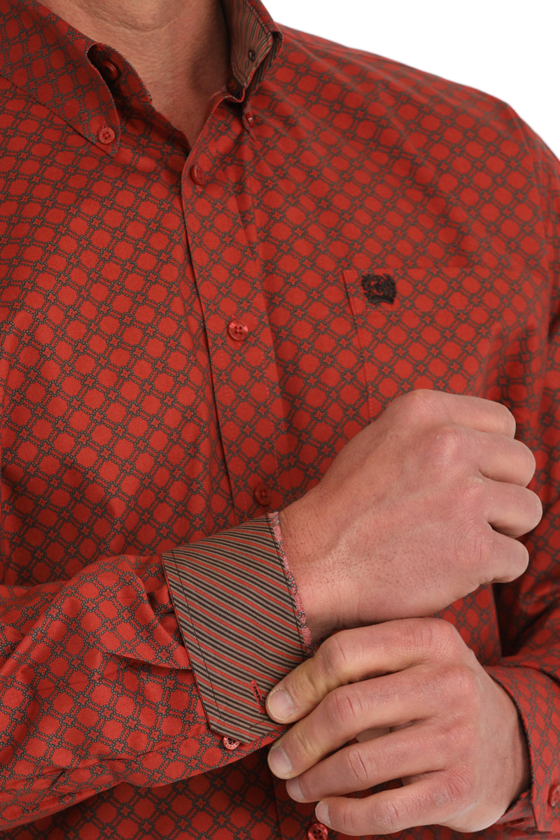 Load image into Gallery viewer, Cinch Mens Long Sleeve Print Shirt - Red
