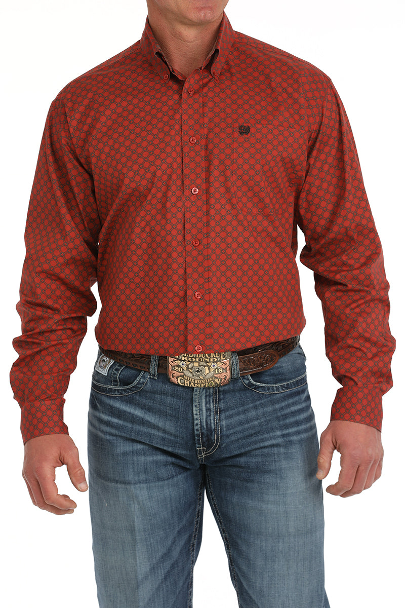 Load image into Gallery viewer, Cinch Mens Long Sleeve Print Shirt - Red
