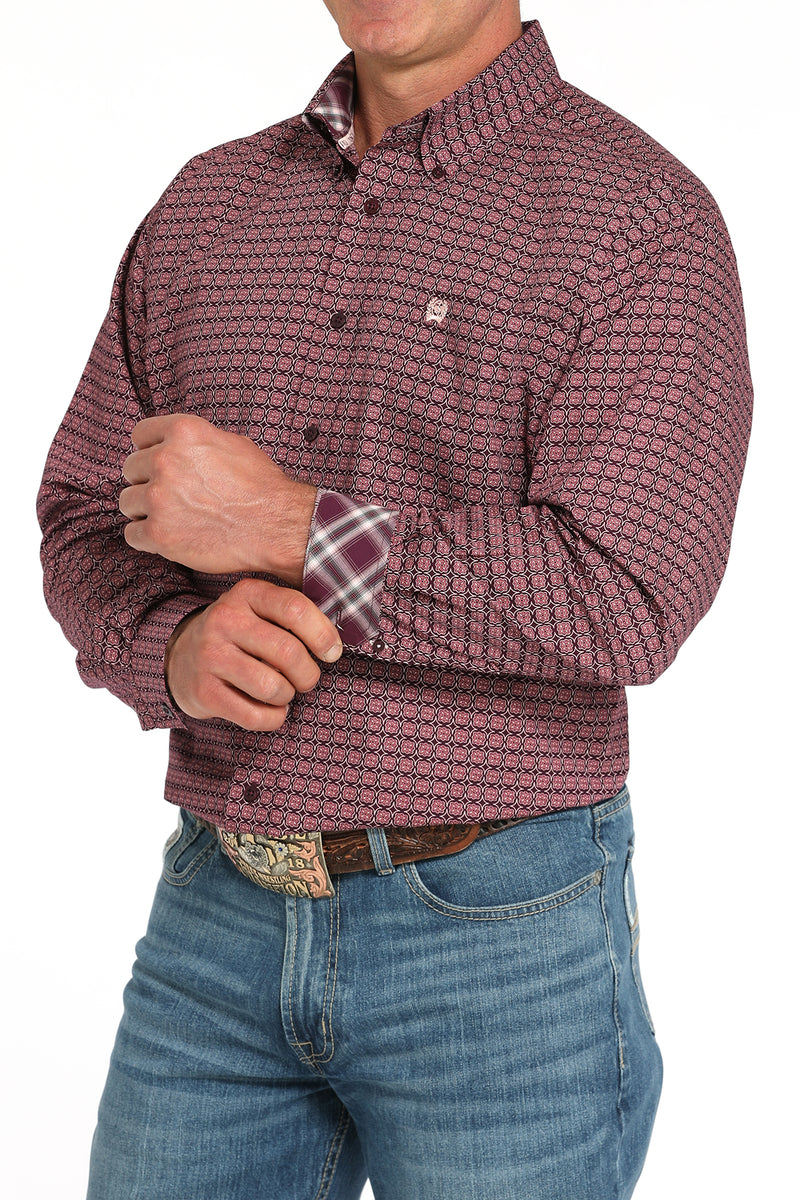 Load image into Gallery viewer, Cinch Mens Long Sleeve Geometric Print Shirt - Purple
